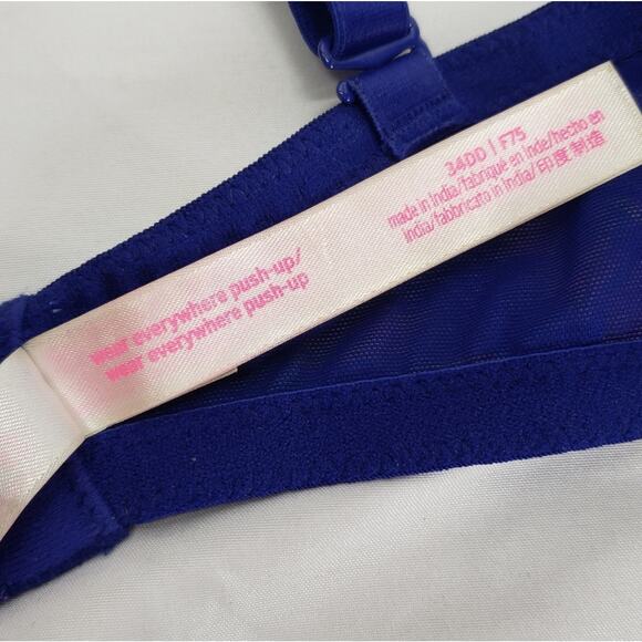 Pink Victorias secret wear everywhere push up bra 34DD blue pink - Picture 6 of 6